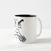 Cartoon Angry Face Tweekleurige Koffiemok (Voorkant rechts)