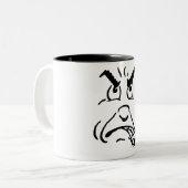 Cartoon Angry Face Tweekleurige Koffiemok (Voorkant links)