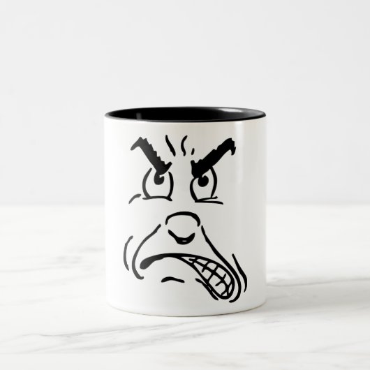 Cartoon Angry Face Tweekleurige Koffiemok (Center)