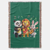 🎵 Cartoon Animal Music Party – Fun & Cute Musical Deken (Voorkant Verticaal)