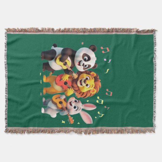 🎵 Cartoon Animal Music Party – Fun & Cute Musical Deken (Voorkant)