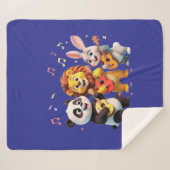 🎵 Cartoon Animal Music Party – Fun & Cute Musical Sherpa Deken (Voorkant (horizontaal))