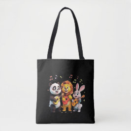 🎵 Cartoon Animal Music Party – Fun & Cute Musical Tote Bag