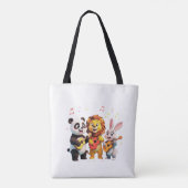 🎵 Cartoon Animal Music Party – Fun & Cute Musical Tote Bag (Achterkant)