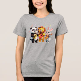 🎵 Cartoon Animal Music Party – Fun & Cute Musical Tri-Blend Shirt