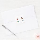 Cartoon Animals 4 Pack Dot Polka Style Vierkante Sticker (Envelop)