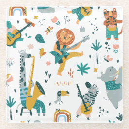Cartoon Animals Band Glazen Onderzetter