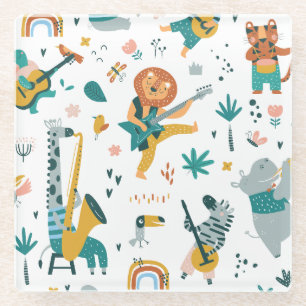Cartoon Animals Band Glazen Onderzetter