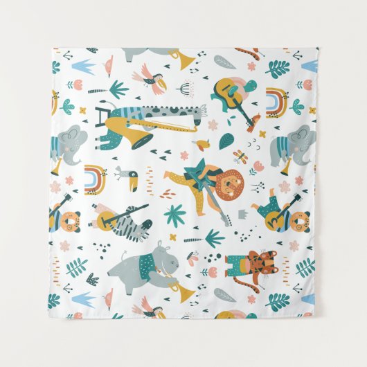 Cartoon Animals Band Wandkleed (Voorkant (horizontaal))