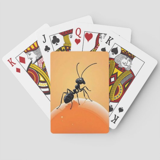 Cartoon Ant op Oranje Honey Drop Pokerkaarten (Achterkant)