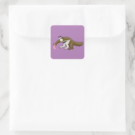 Cartoon Anteater Vierkante Sticker (Tas)