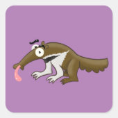 Cartoon Anteater Vierkante Sticker (Voorkant)