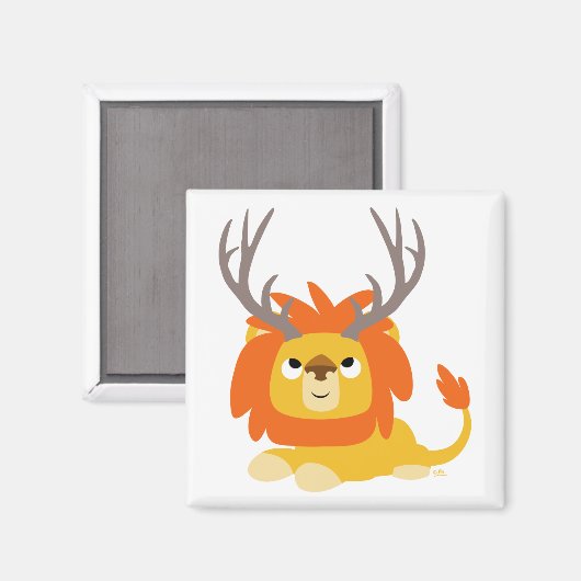 Cartoon Antlered Lion magnet (Voorkant / Achterkant)