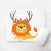 Cartoon Antlered Lion mousepad Muismat (Met muis)