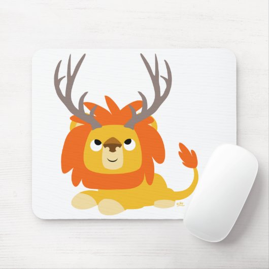 Cartoon Antlered Lion mousepad Muismat (Met muis)