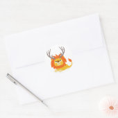Cartoon Antlered Lion-ronde sticker (Envelop)