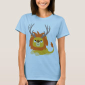 Cartoon Antlered Lion-vrouw T-shirt (Voorkant)