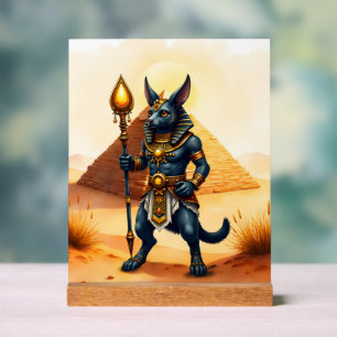 Cartoon Anubis, de Egyptische god van het hiernama Acryl Bord