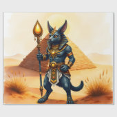 Cartoon Anubis, de Egyptische god van het hiernama Cadeaupapier (Vlak)