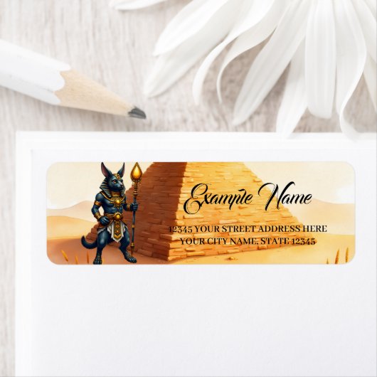 Cartoon Anubis, de Egyptische god van het hiernama Etiket (Insitu)