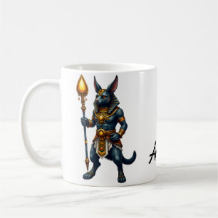 Cartoon Anubis, de Egyptische god van het hiernama Koffiemok