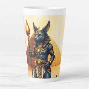 Cartoon Anubis, de Egyptische god van het hiernama Latte Mok