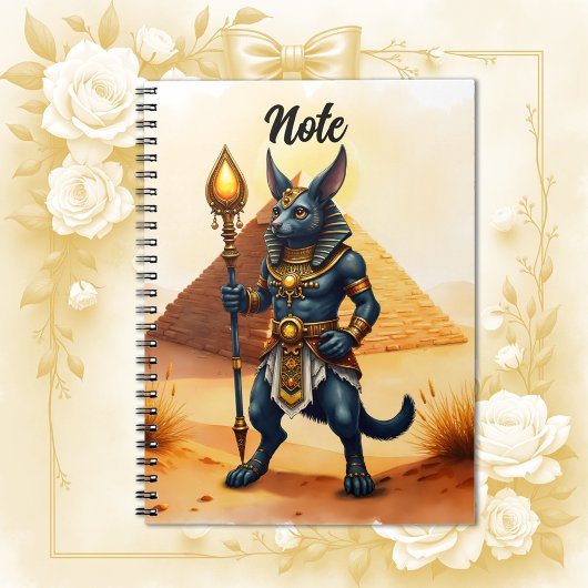 Cartoon Anubis, de Egyptische god van het hiernama Notitieboek