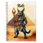 Cartoon Anubis, de Egyptische god van het hiernama Notitieboek (Voorkant)