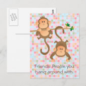 Cartoon apen hangen rond briefkaart (Voorkant / Achterkant)