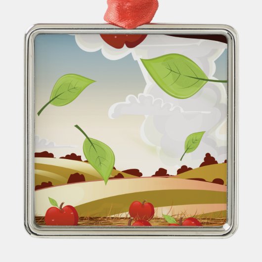 Cartoon appelboomgaard metalen ornament (Voorkant)