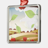 Cartoon appelboomgaard metalen ornament (Links)