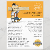 Cartoon Arbeider, Timmerman, Timmerman Adverteren Flyer (Voorkant)