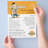 Cartoon Arbeider, Timmerman, Timmerman Adverteren Flyer (Hand)