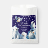 Cartoon Arctic Animals Blue Winter Kinderen Verjaa Bedankzakje (Voorkant)