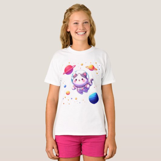 cartoon Astro Cat T-shirt (Voorkant volledig)