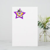 Cartoon Astronaut in Star Design Briefpapier (Staand voorkant)