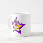 Cartoon Astronaut in Star Design Koffiemok (Voorkant links)
