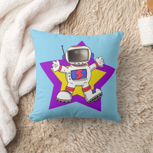 Cartoon Astronaut in Star Design Kussen (Deken)