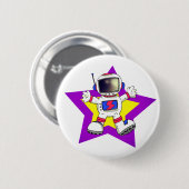 Cartoon Astronaut in Star Design Ronde Button 5,7 Cm (Voorkant /achterkant)