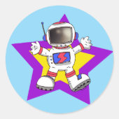 Cartoon Astronaut in Star Design Ronde Sticker (Voorkant)