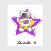 Cartoon Astronaut in Star Design Sticker (Vel)