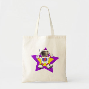 Cartoon Astronaut in Star Design Tote Bag