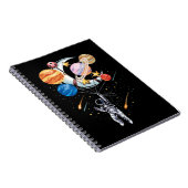 Cartoon Astronaut Space Balloon Planets Notitieboek (Rechterzijde)