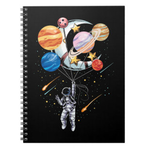 Cartoon Astronaut Space Balloon Planets Notitieboek