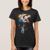 Cartoon Astronaut Space Balloon Planets T-shirt (Voorkant)