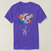 Cartoon Astronaut Space Balloon Planets T-Shirt (Design voorkant)
