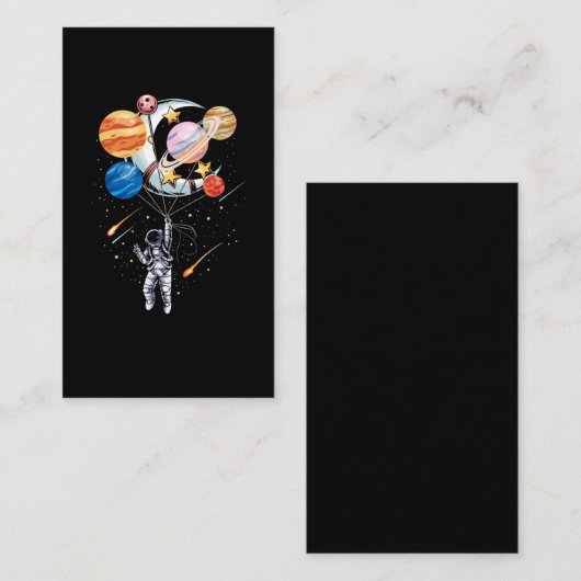 Cartoon Astronaut Space Balloon Planets Visitekaartje (Voorkant / Achterkant)