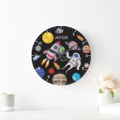 Cartoon-astronaut van zonnestelsel grote klok (Huis)