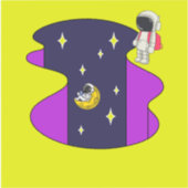 Cartoon Astronauten op een sticker (Voorkant)