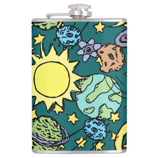 Cartoon Astronomie Flask Heupfles (Voorkant)